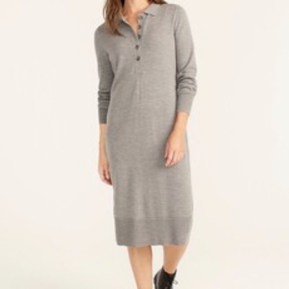 J. Crew Dresses & Skirts - J. Crew Collared Merino Wool Sweater Dress In Gray Size L